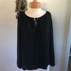 Black peasant blouse by LORD AND TAYLOR